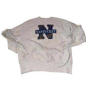 BAC Athletics NANTUCKET Graphic Sweatshirt Heather Gray Pullover Women's Large‎